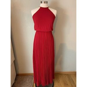 Lulus Burgundy Cocktail Halter Maxi Dress, Small